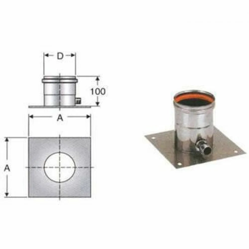 Inox mono parete aisi 316 piastr a scarico condensa d.100 i