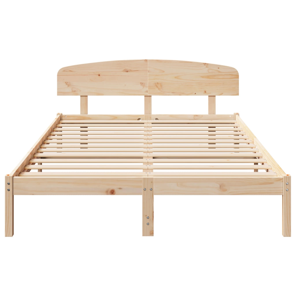 Struttura Letto con Testiera 160x200 cm Legno Massello di Pino