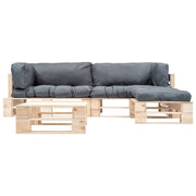 Divani da Giardino su Pallet 4 pz Cuscini Grigi in Legno 277492