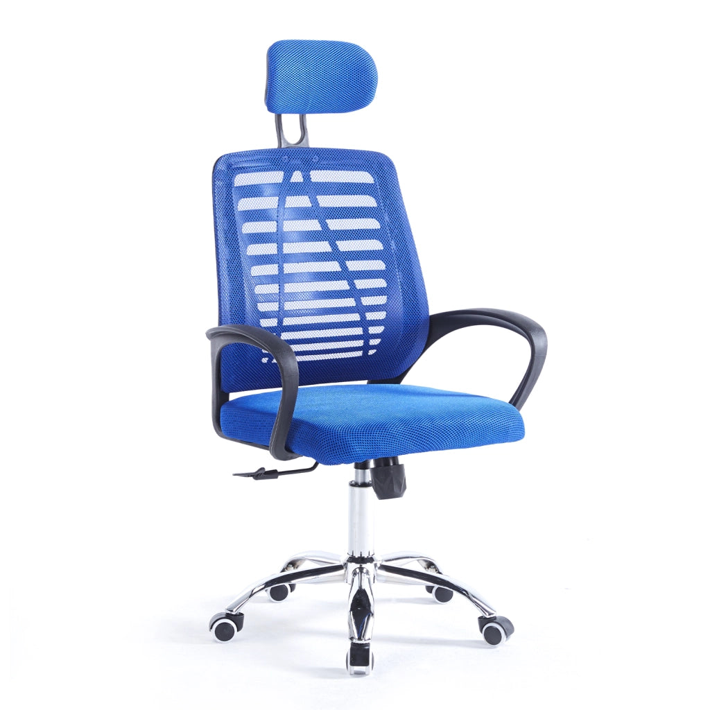 RMF Sedia Ufficio Ergonomica Professionale Reclinabile, Sedia Scrivania in Rete con Seduta Comoda e Rilassante - Poltrona Relax Ufficio con Ruote Girevoli Altezza Regolabile BLU