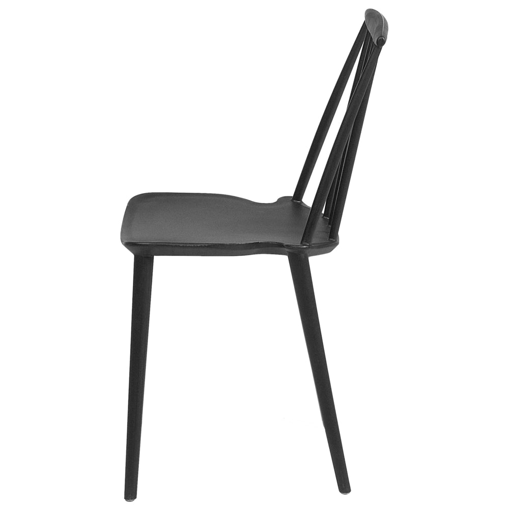 Set di 2 sedie da pranzo in materiale sintetico Nero con schienale a doghe senza braccioli dal design tradizionale