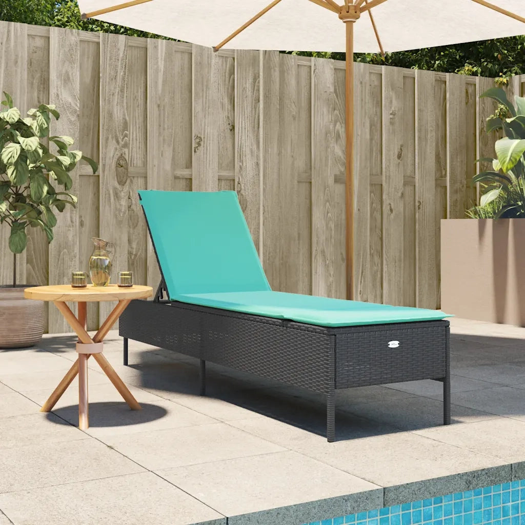 Lettino prendisole con Cuscino in Polyrattan Nero 4002727