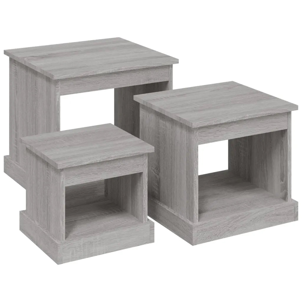 Tavolini da Salotto 3 pz Grigio Sonoma in Legno Multistrato 816494