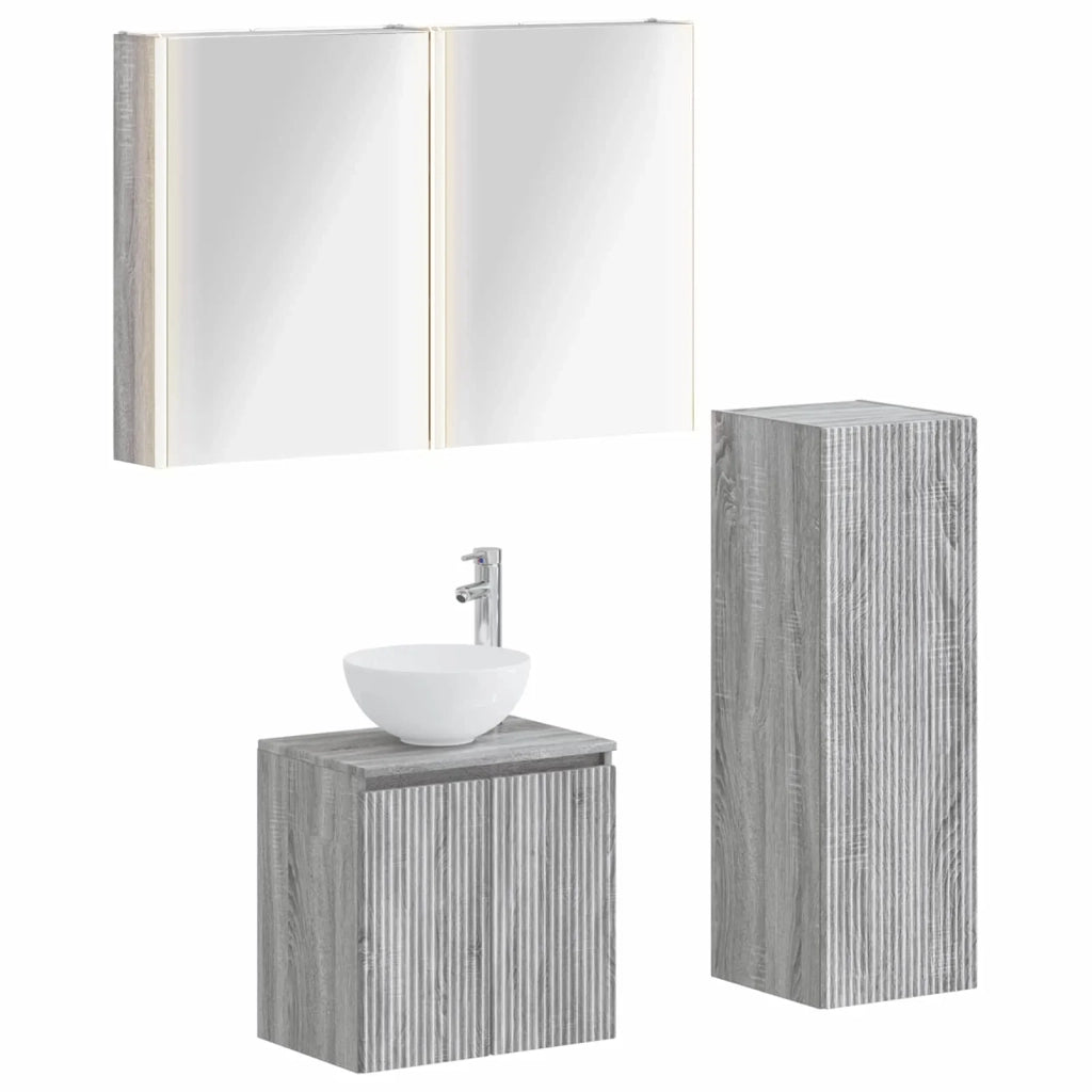 Set di mobili per il bagno 4 pcs Sonoma grigio 3407428