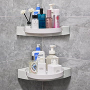 Organizzatore per Bagno a 2 Pezzi con Adesivo Autoattacco, Scaffale di Angolo Rotativo 360° Senza Forare con Supporto per Shampoo per Scaffale di Doccia