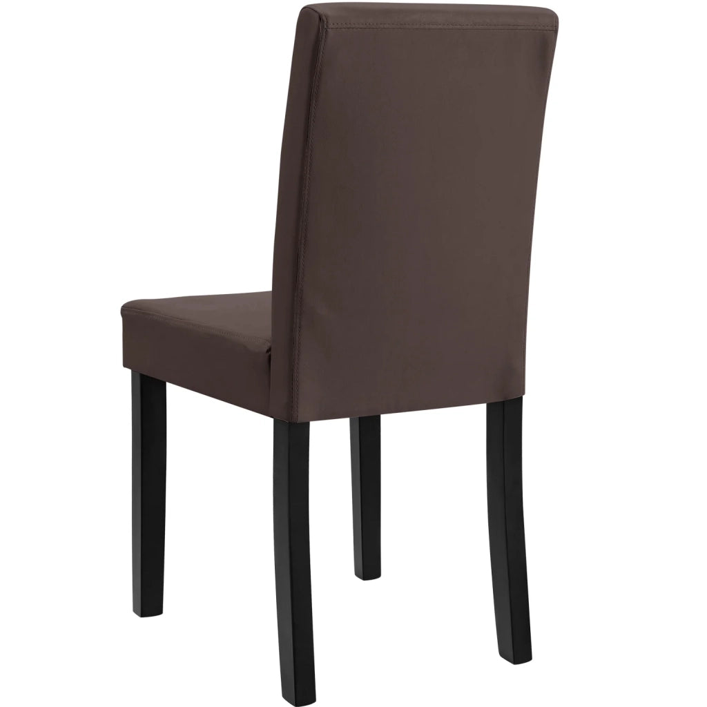 Set di 2 sedie imbottite gambe in legno massello rivestimento sintetico 90 cm marrone e nero 03_0002362