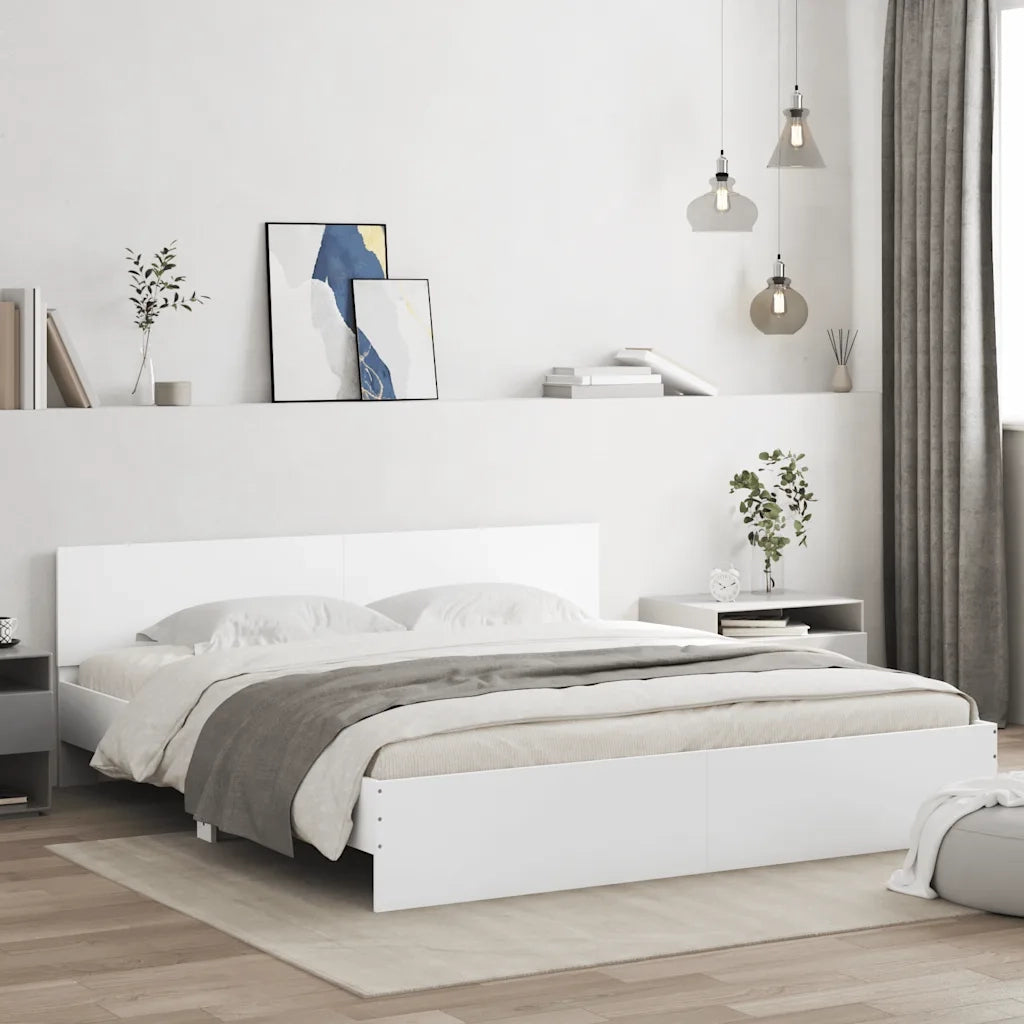 Giroletto con Testiera-Struttura Letto con testiera Bianco 180x200 cm