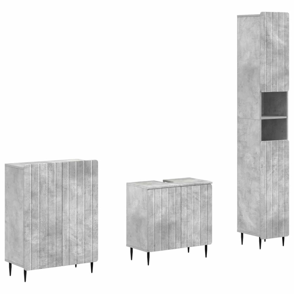 Set di armadietti da bagno in 3 pezzi ZWOLLE Grigio Cemento 3417435