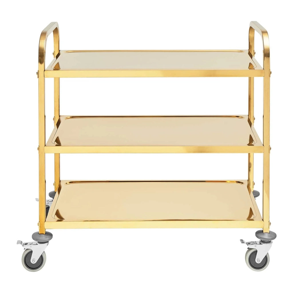 Carrello di servizio in acciaio inox con ruote per servire i piatti in cucine ristoranti mense e catering (240 kg max. 3 vassoi da 89,5 x 49,5 cm distanziati di 270 mm) 14_0005028
