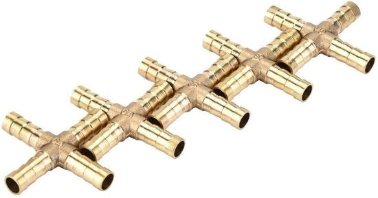 Fitting a 4 vie in rame - Connettore rapido - Adatto per aria/acqua/olio/gas - Realizzato in rame di alta qualità - Duraturo - Connettore