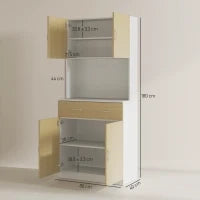 Credenza Cucina con Armadietti a 2 Ante e Cassetto, 80x40x180cm, Colore Legno