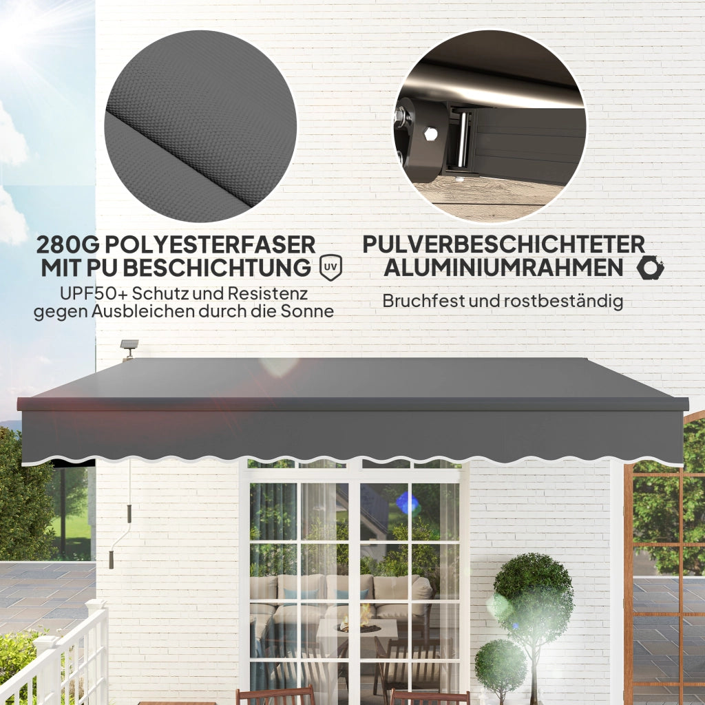 Tenda da sole a braccio articolato con manovella ¨C zephmum ¨C Grigio 400 cm