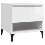Tavolino | Tavolo laterale Bianco Lucido 50x46x50 cm in Legno Multistrato