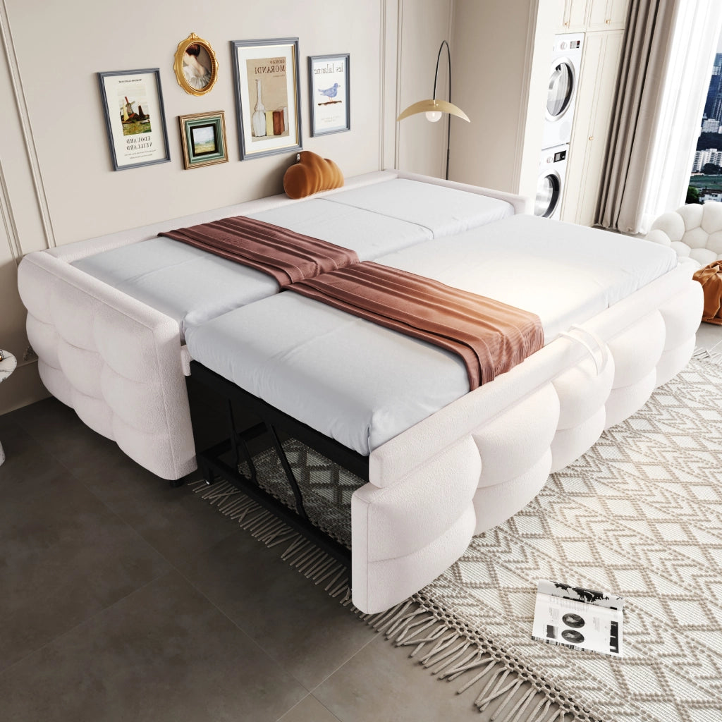 Letto combinato estraibile 90/180 x 190 cm in teddy; beige