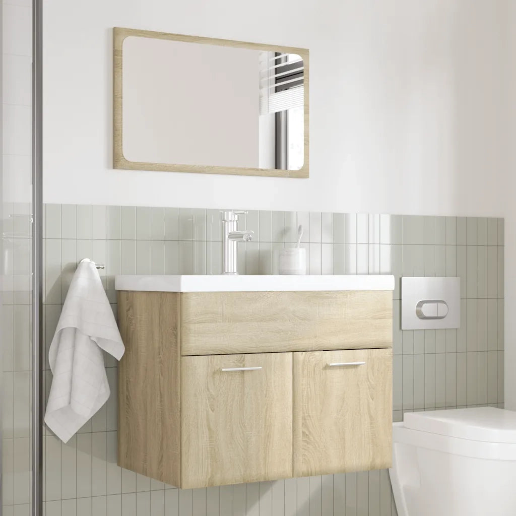 vidaXL Set Mobili da Bagno 3 pz Rovere Sonoma in Legno Multistrato