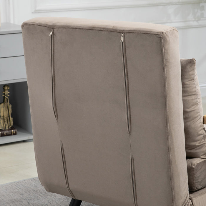 Poltrona Letto Singolo Trasformabile 63x73x81 cm in Tessuto Effetto Velluto Grigio