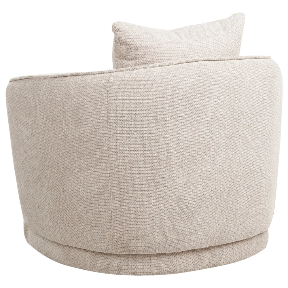 Poltrona Beige Chiaro Poliestere Cuscino Girevole Sfoderabile Schienale Rotondo Stile Retro Glam Soggiorno