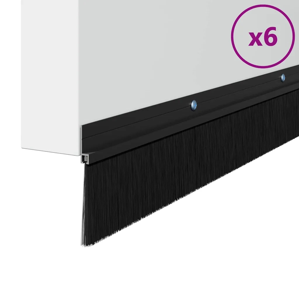 Spazzole per porte a vite 6 pcs Nero 100 cm Lega di alluminio 42019587