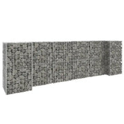 Gabbione Fioriera ad "H" in Filo di Acciaio-Vaso Gabbione in Acciaio 260x40x80 cm