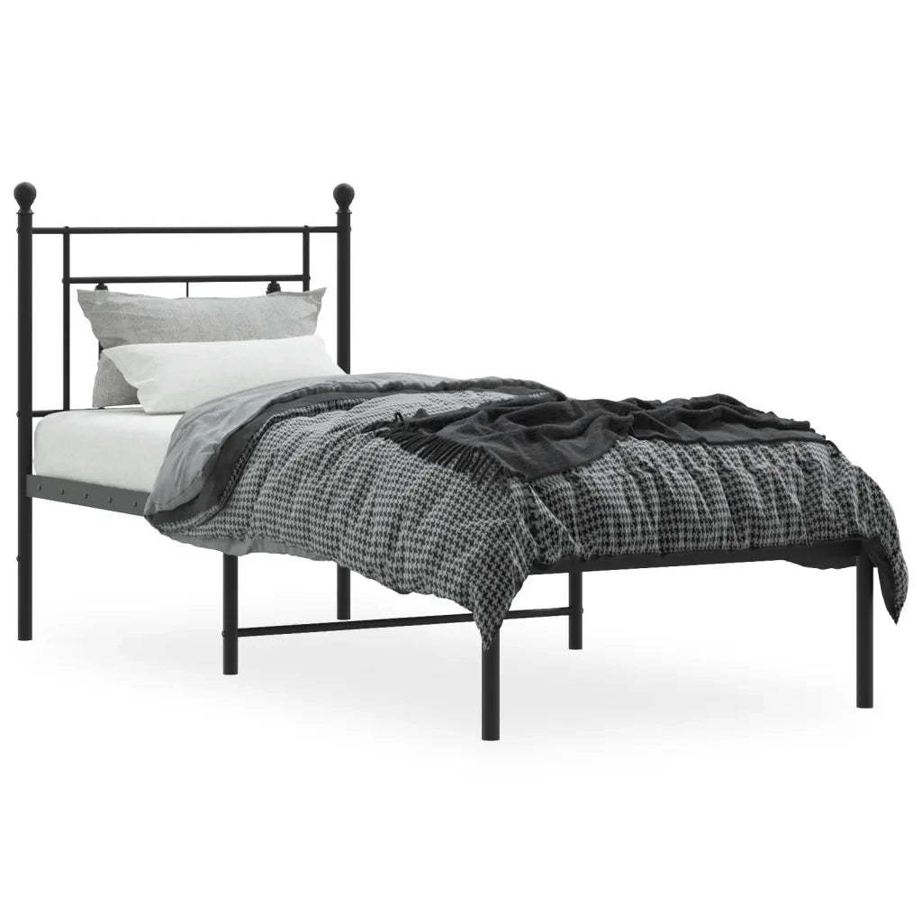 Giroletto con Testiera in Metallo Nero 75x190 cmcod mxl 85715