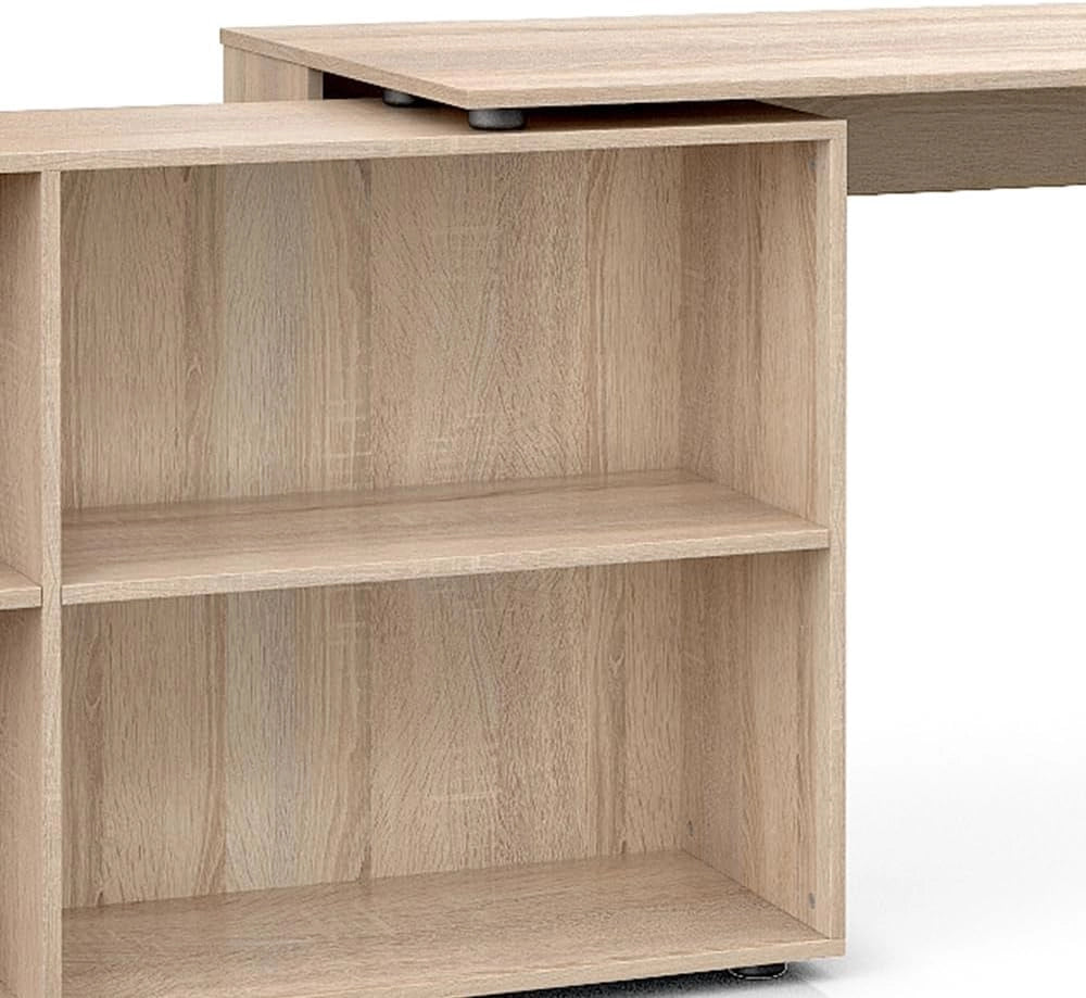 Scrivania angolare FlexPlus, Sonoma, 137 x 60 cm, con scaffale aperto e possibilità di posizionamento variabile
