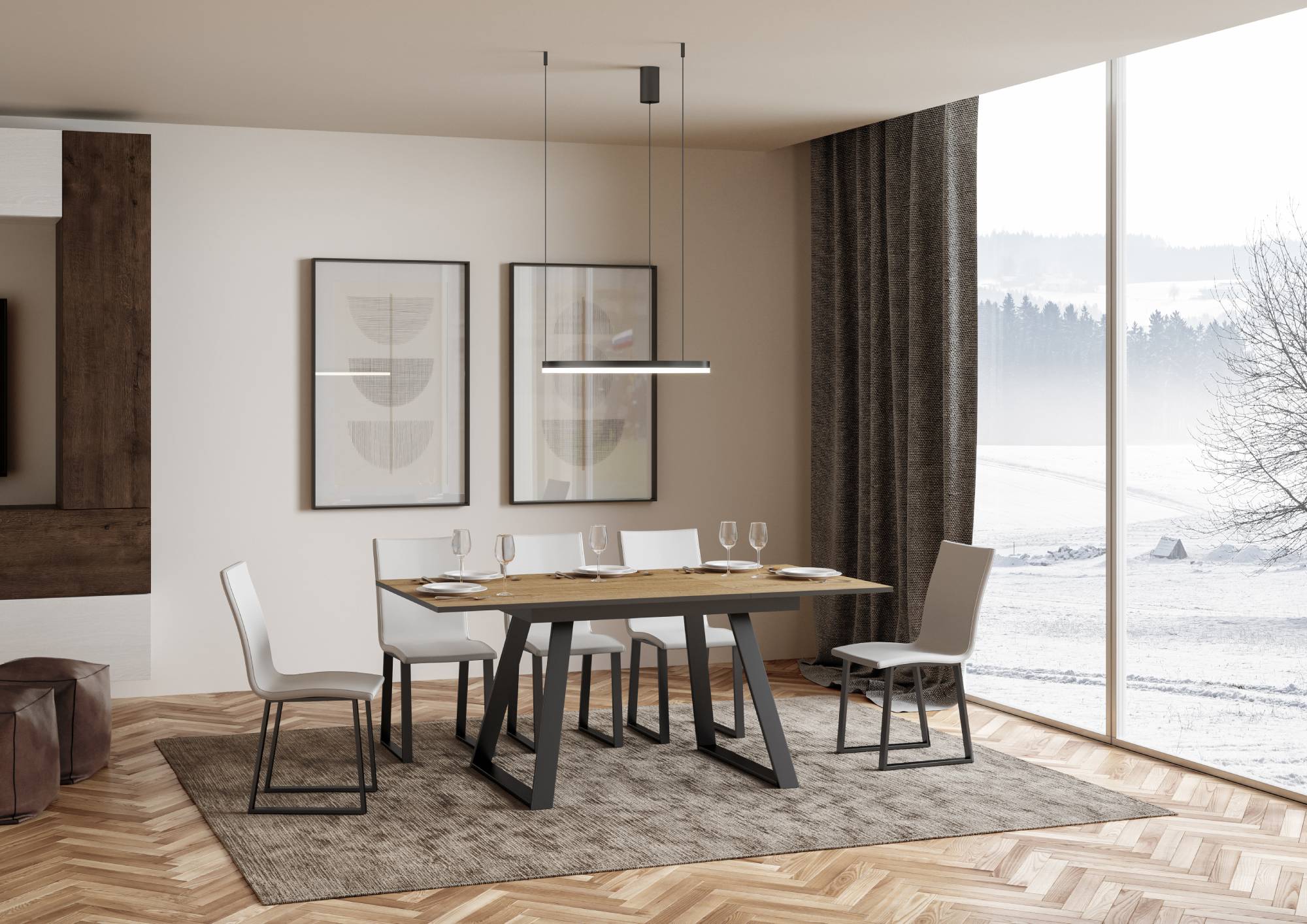 Tavolo Allungabile 120-180x90x74 cm Bernadette Quercia Naturale