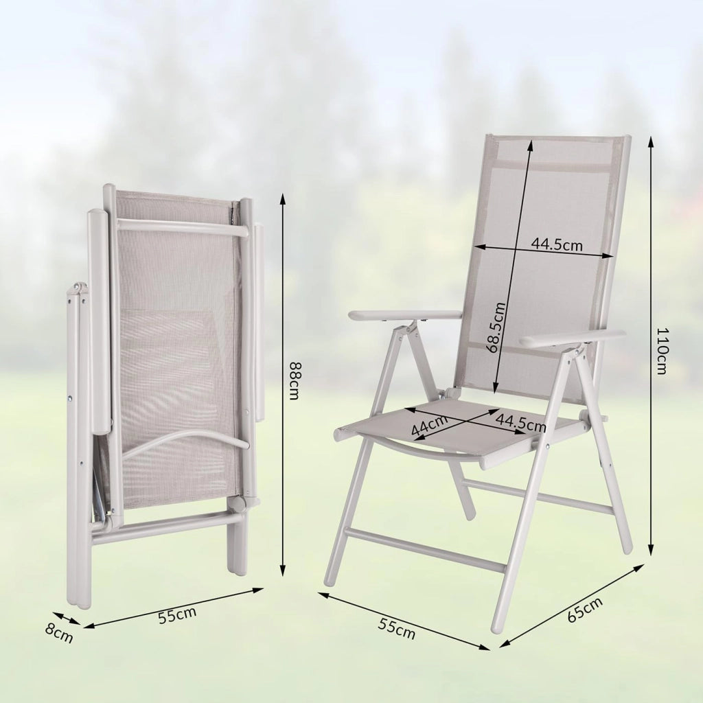 Tavolo e Sedie da Giardino Alluminio 4 Seggiole Pieghevoli 1 Tavolo WPC 80x80 Color Legno
