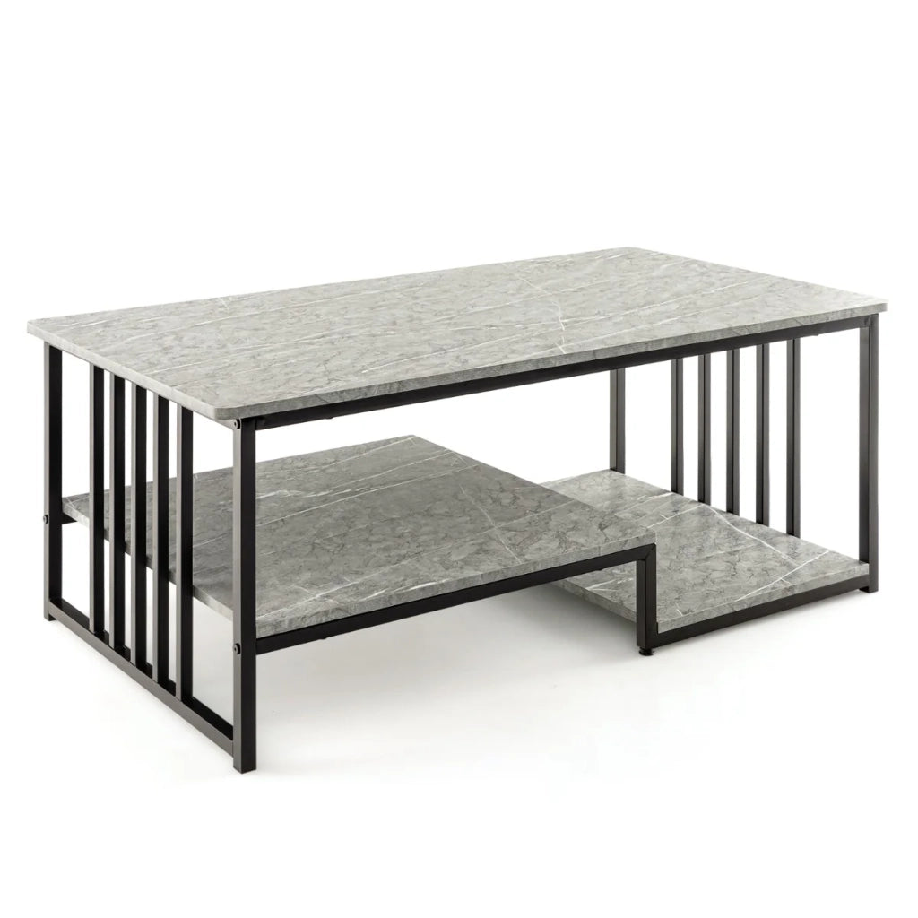 Tavolino rettangolare 110 x 60 x 45 cm con elegante contenitore e finitura moderna in MDF grigio 20_0020738