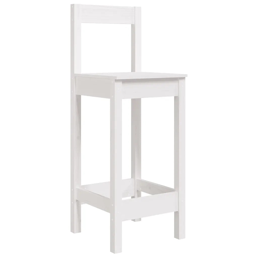 Sedie da Bar 2 pz | Sedie da cucina Bianche 40x41,5x112 cm Legno Massello di Pino