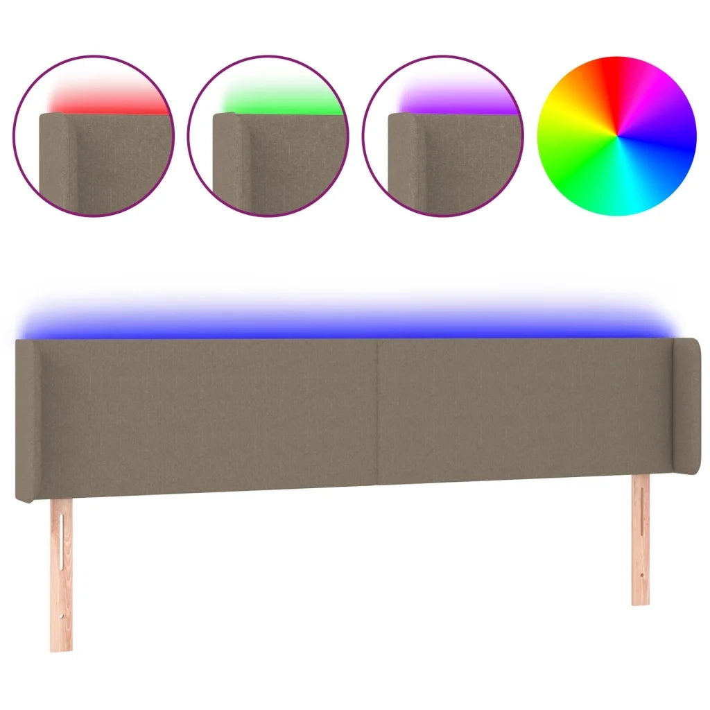 Testiera | Testata a LED Tortora 183x16x78/88 cm in Tessuto