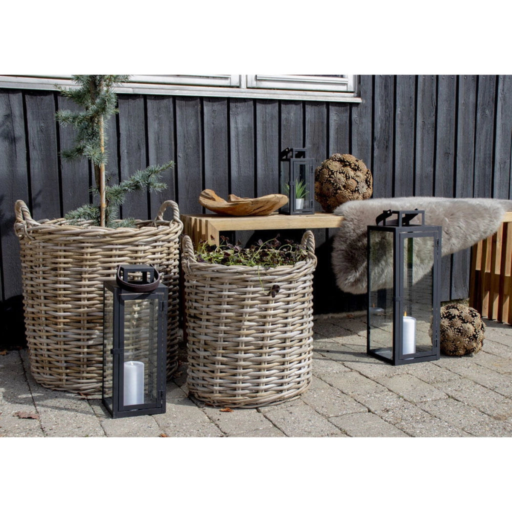 Set di 2 Cesti Portaoggetti Indo, Marrone, Rattan, 40x40x48 cm