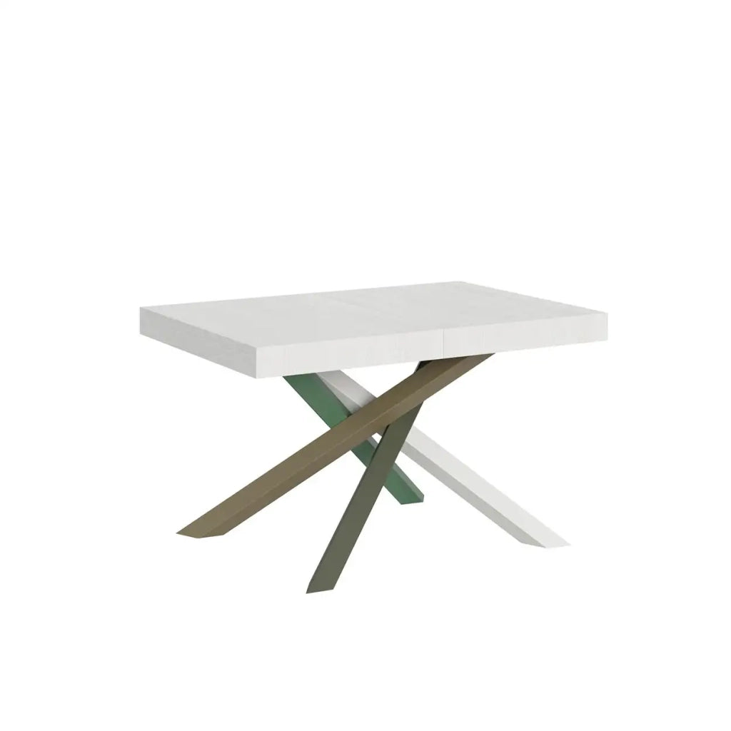Tavolo allungabile 130/390x90 cm Volantis colore bianco frassino gambe multicolore 4/A