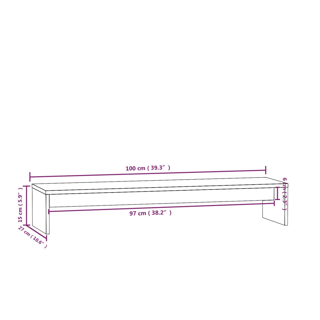 Supporto per Monitor 100x27x15 cm in Legno Massello di Pino cod mxl 5838