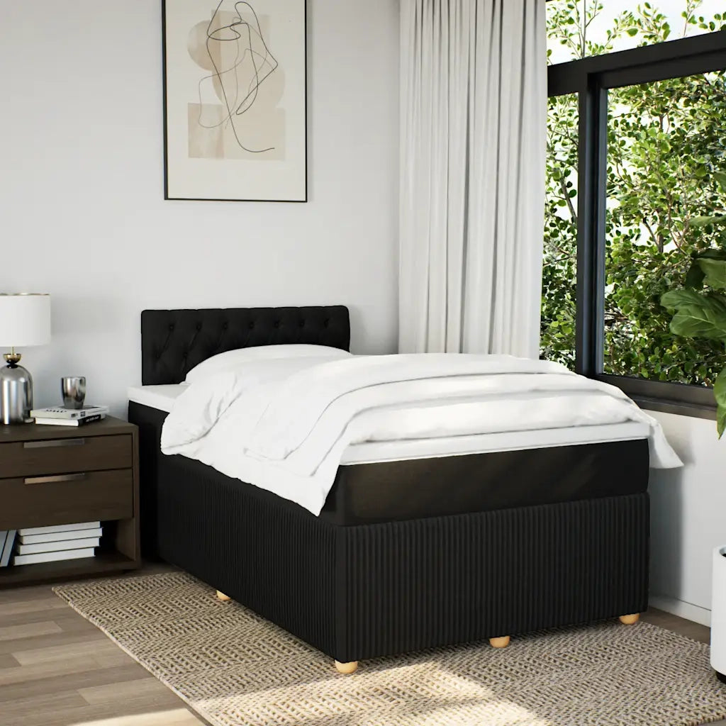 Giroletto a Molle con Materasso Nero 120x190 cm in Tessuto