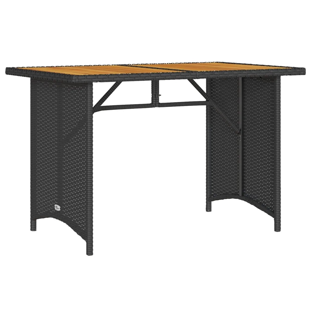 Tavolo da Giardino Piano in Legno Nero 110x68x70 cm Polyrattan 366355