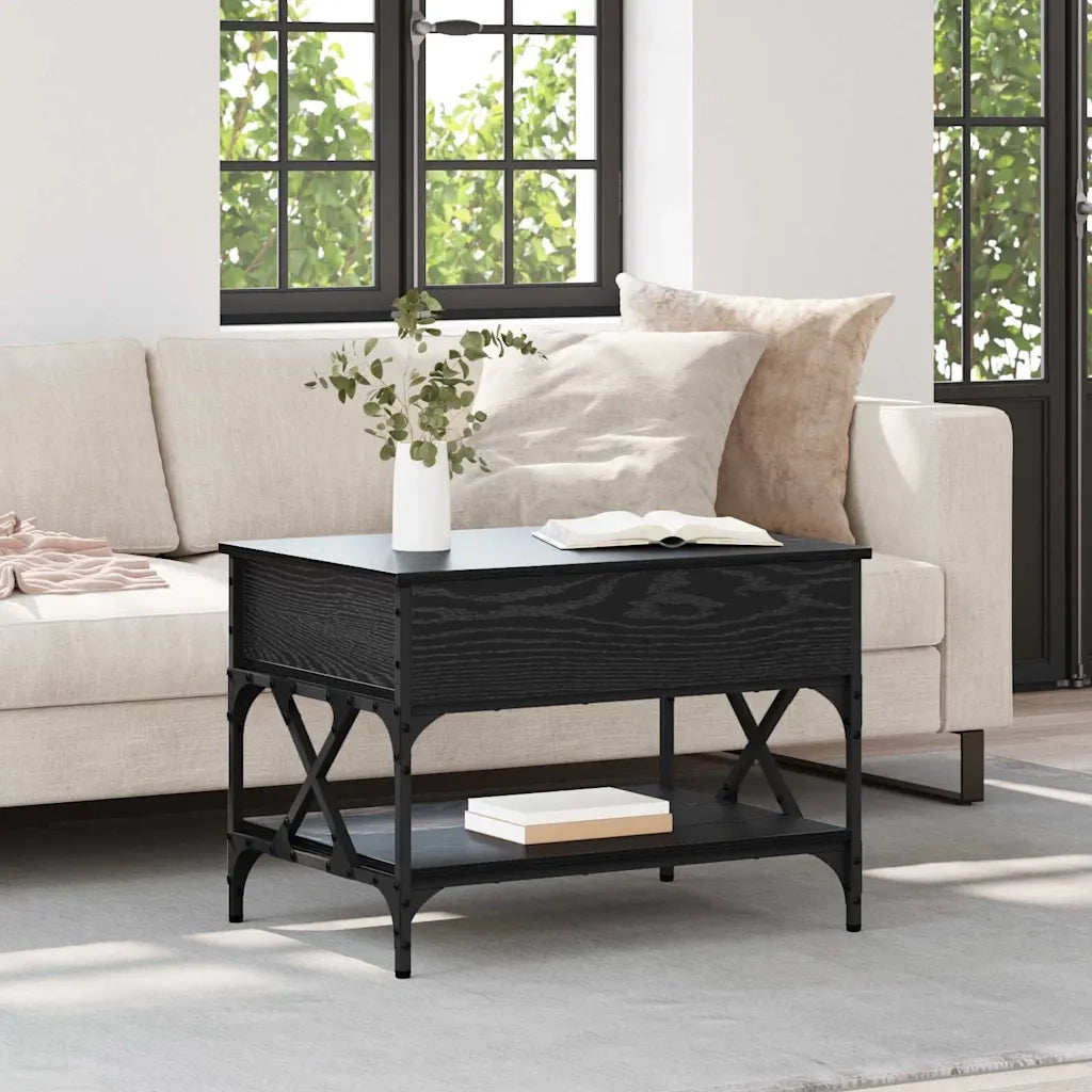 Tavolino da salotto Rovere Nero 70x50x50cm Legno multistrato 883040