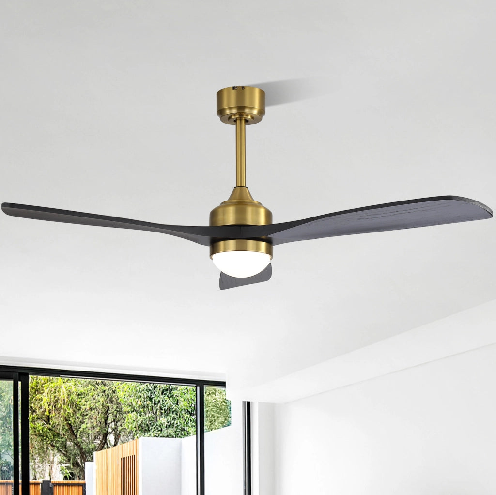 Ventilatore da soffitto reversibile con LED dimmerabile; motore DC; telecomando; legno oro