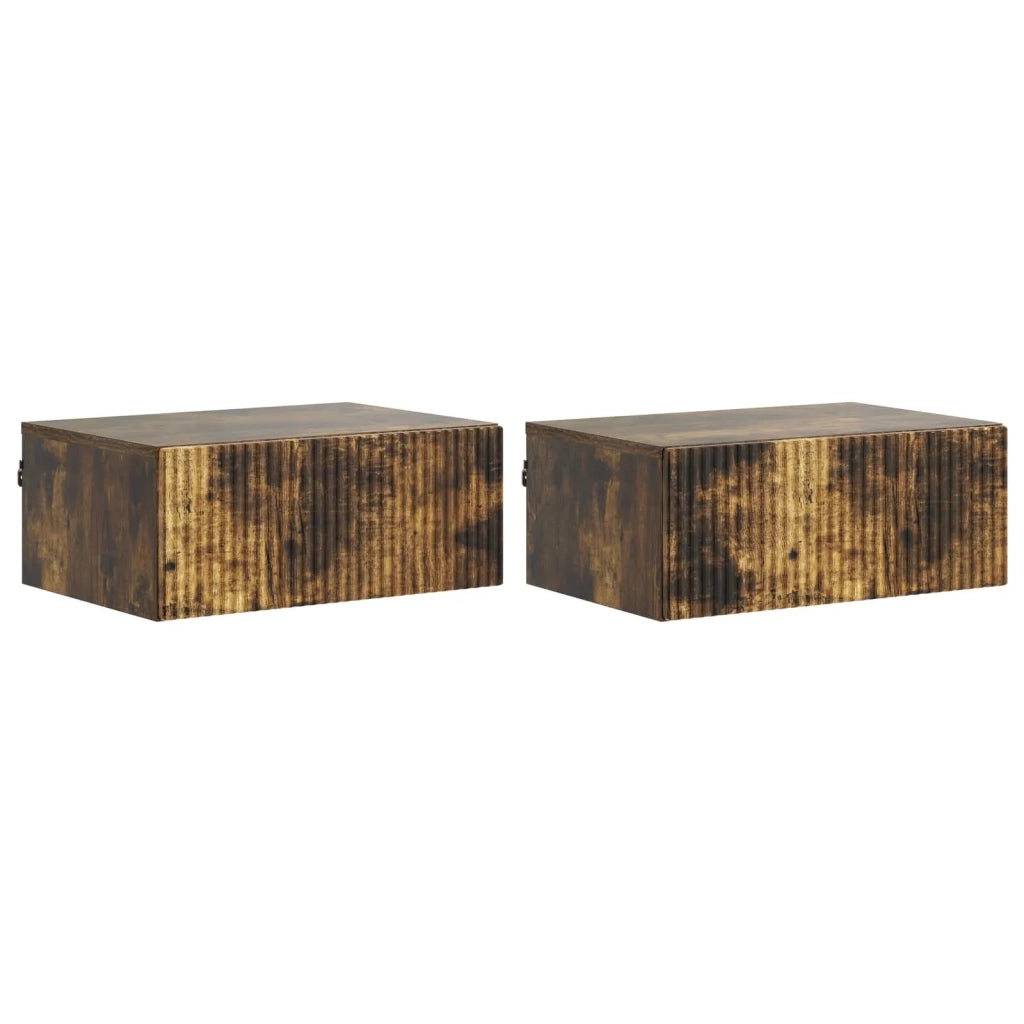 Mobiletto da notte a muro 2 pcs Rovere Fumo 49 x 34,5 x 20 cm 898456
