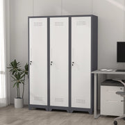 Armadietto in metallo con 4 scomparti, pannelli ventilati, per lavanderia e ufficio, grigio, 15.75 × 15.75 × 64.96 in