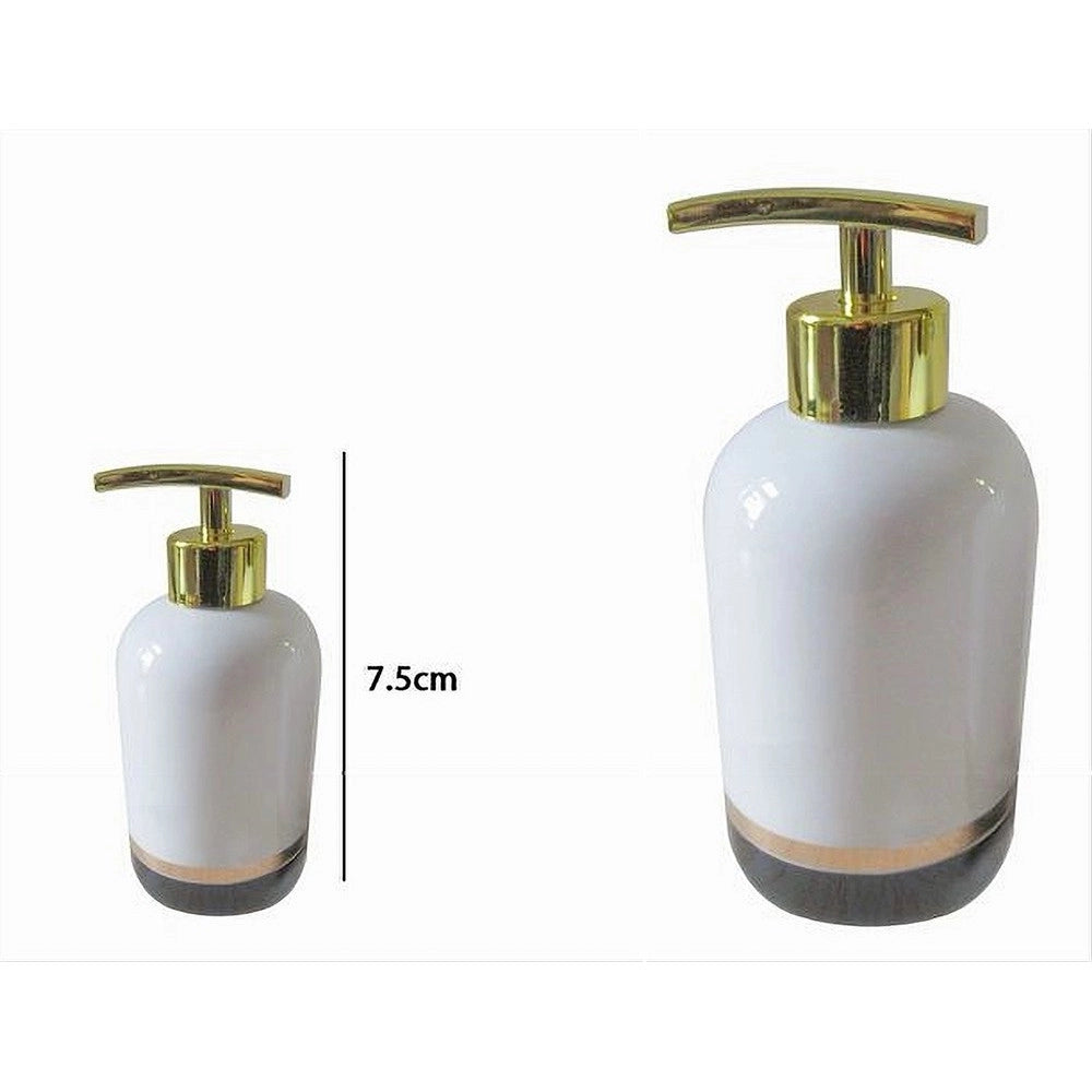 Trade Shop - Dispenser Porta Sapone Liquido Bianco Riga Bassa Dorata Nera Arredo Bagno 59867 -