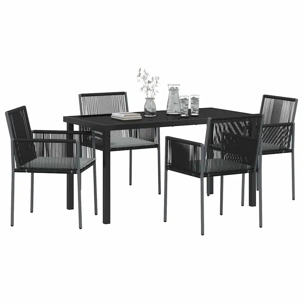 Set da Pranzo per Giardino 5 pcs Nero Rattan in PE 3379109