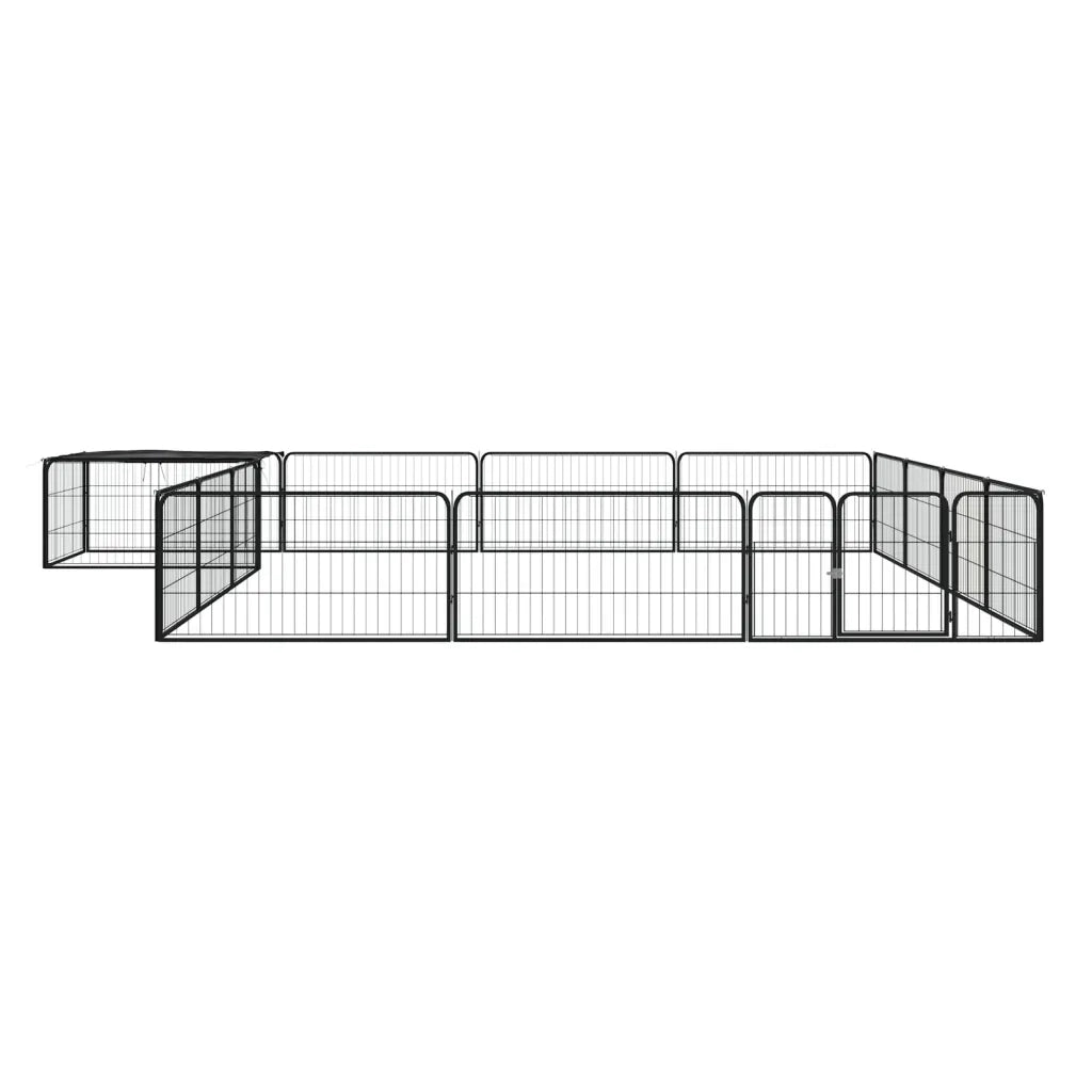 Box Cani 16 Pannelli Nero 100x50 cm Acciaio Verniciato Polvere CFW2651305