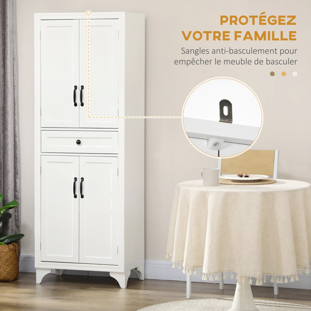 Armadio cucina 4 ante 2 ripiani tiroio centrale ¨C zephmum ¨C bianco 170 cm