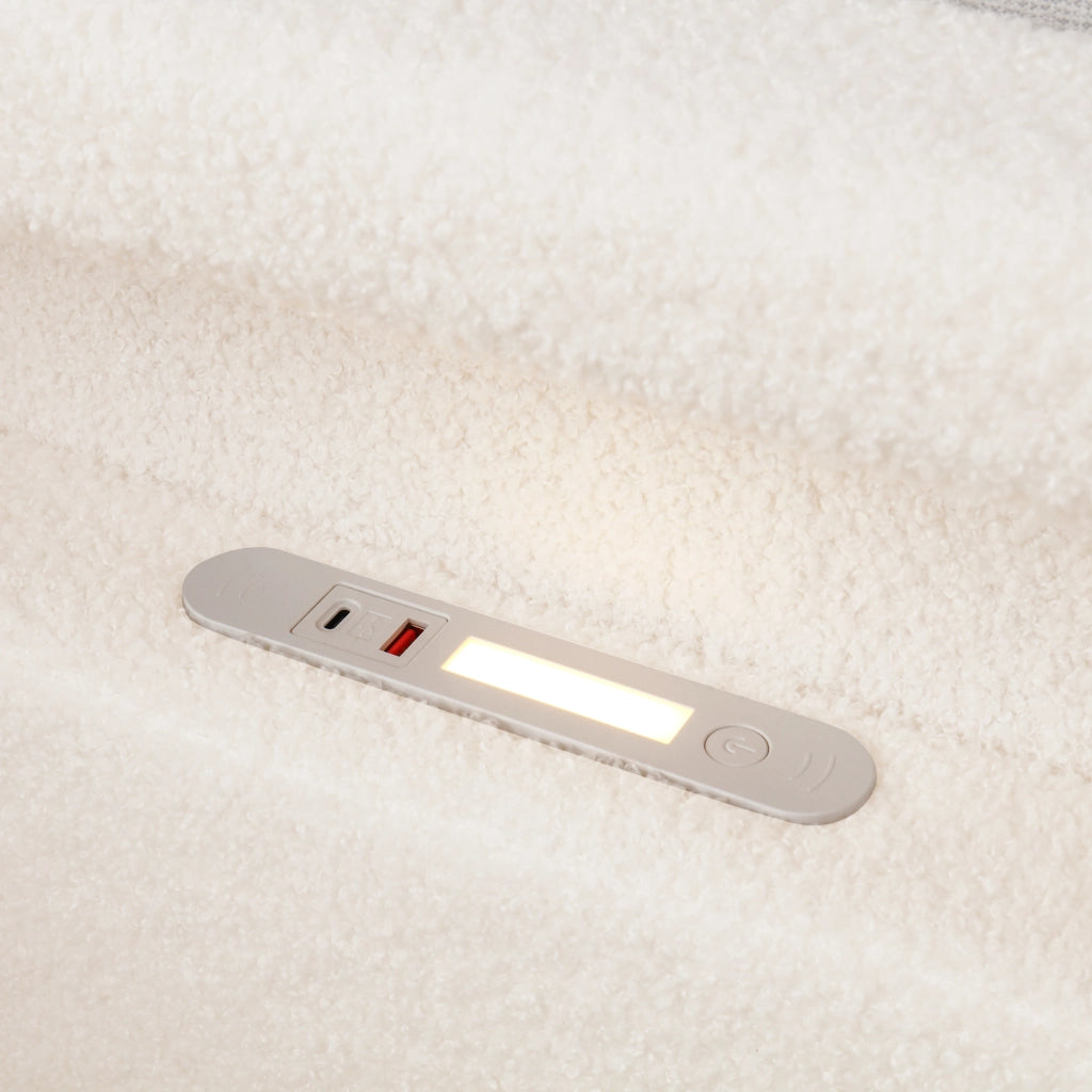 Letto per bambini 90 × 200 cm con sponde imbottite, luce notturna, porte USB e Type-C, senza materasso, beige