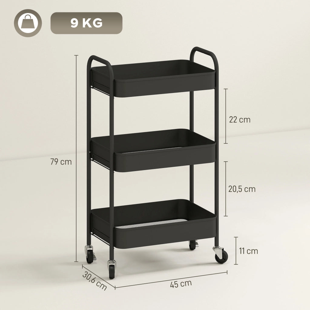 Carrello Multiuso ¨C Zephmum ¨C Nero 45x30,6x79