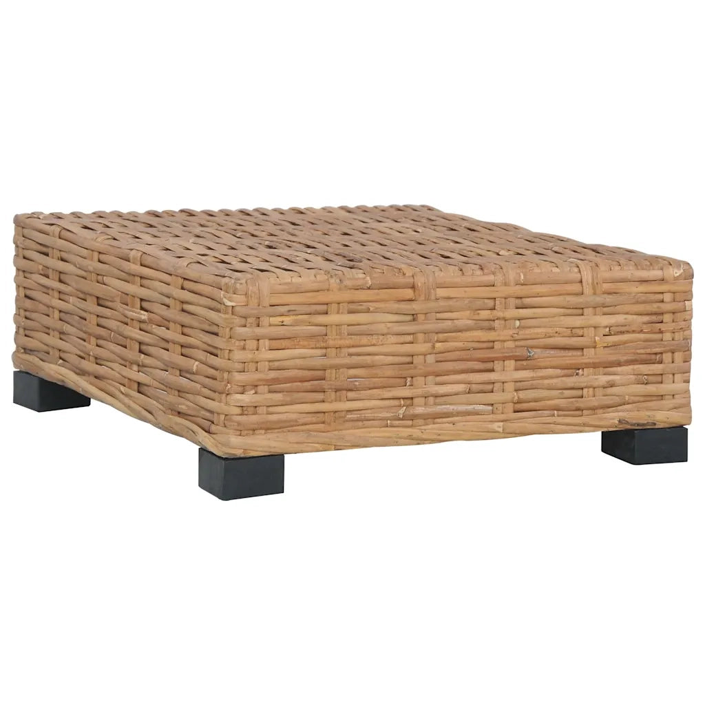 Sedia da giardino-Poggiapiedi con Cuscino in Rattan Naturale