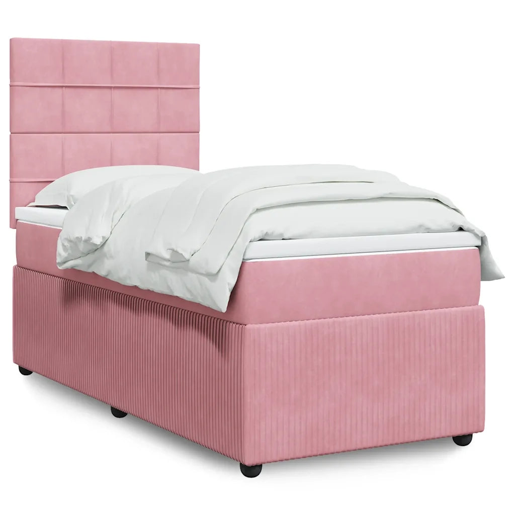 Giroletto a Molle con Materasso Rosa 90x200 cm in Velluto 3292243