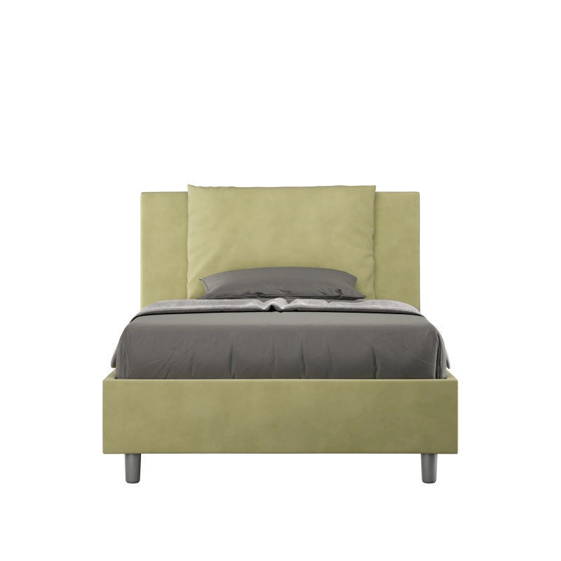 Letto imbottito Piazza e mezzo 110x210 cm Antea - Senza rete,Microfibra,Tè verde
