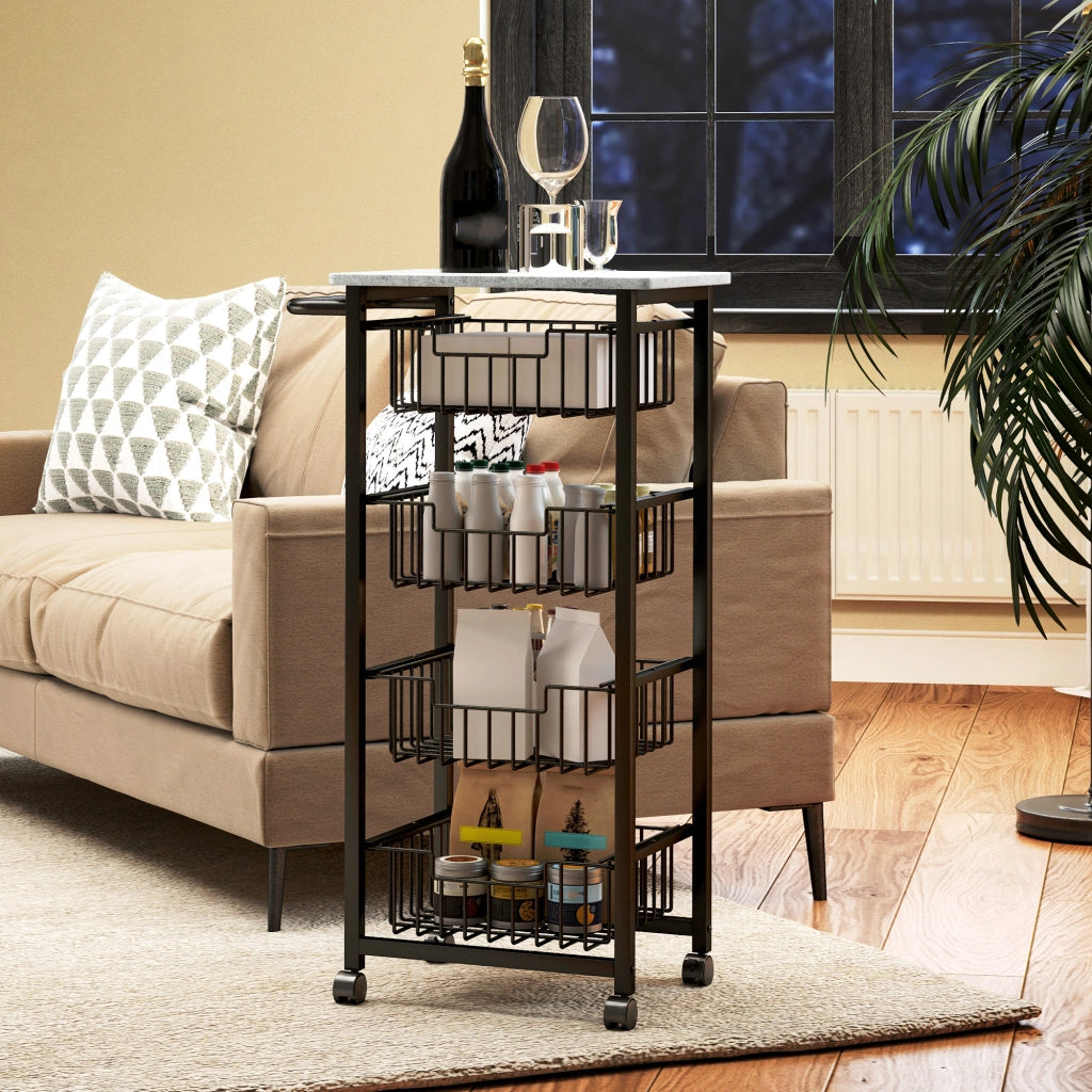 Carrello da cucina con 4 cestelli in acciaio ¨C zephmum ¨C grigio