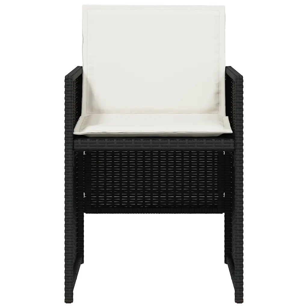 Set da Pranzo da Giardino 5 pz | Set Salotto da Giardino Nero con Cuscini in Polyrattan